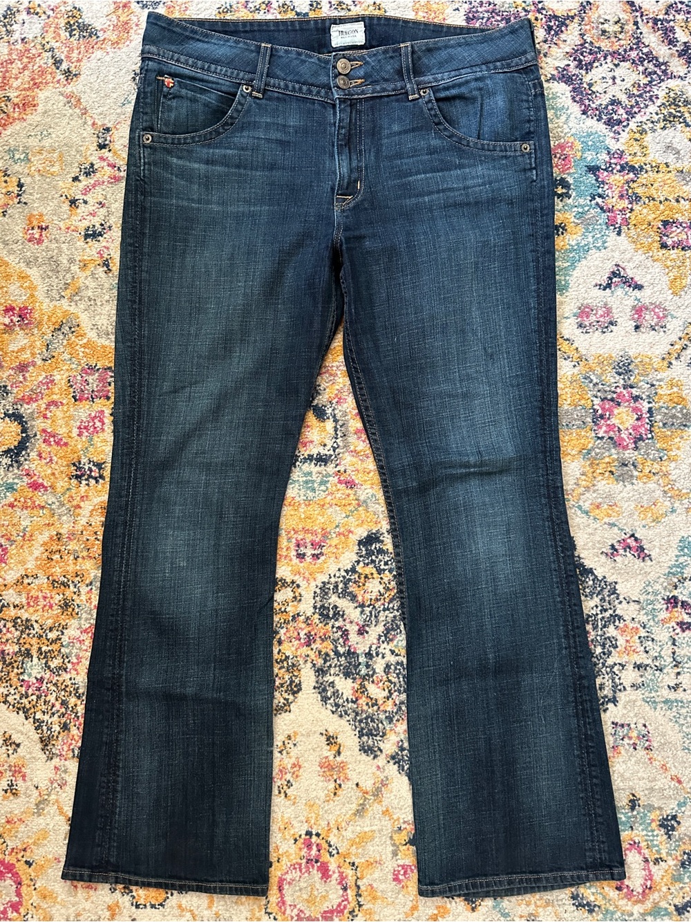 Hudson Beth Signature Flap Pocket Bootcut Jeans Size 32 Dark Wash Denim